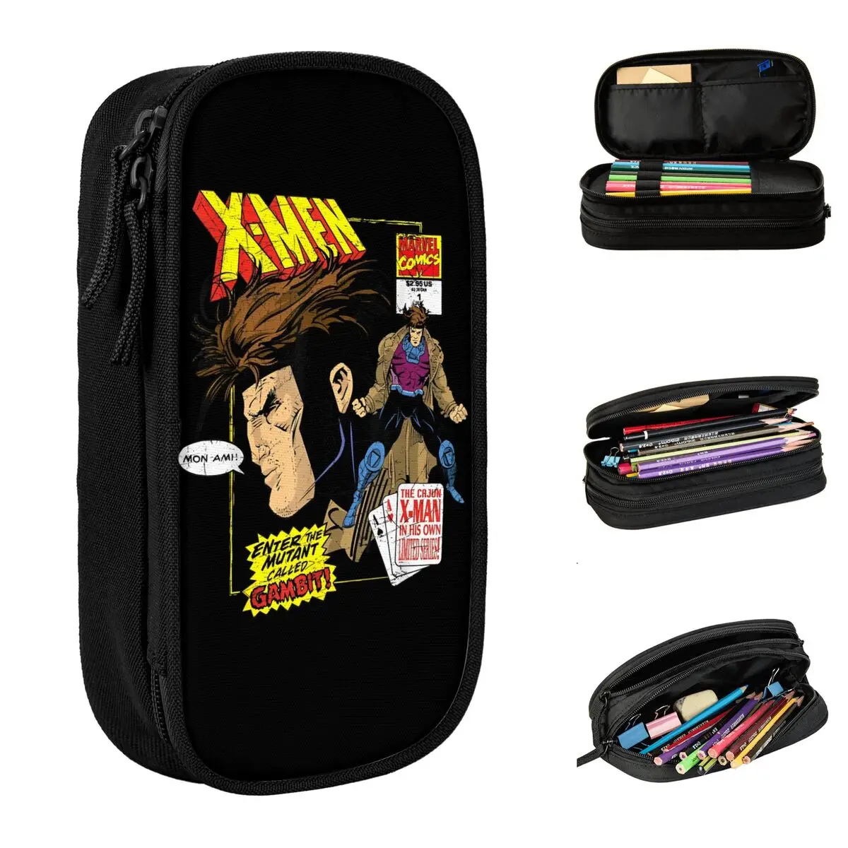 X-Men Cajun Gambit Remy LeBeau Comic Merch Pen Box Large-capacity Kids Pencil Box Perfect Gifts