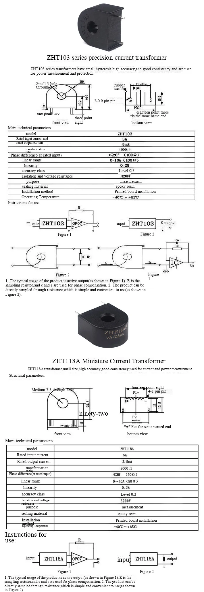 Mikro-Stromwandler-Sensor AC-Ladestation ZHT103 118A/118F/102/131/123 – Detail 3