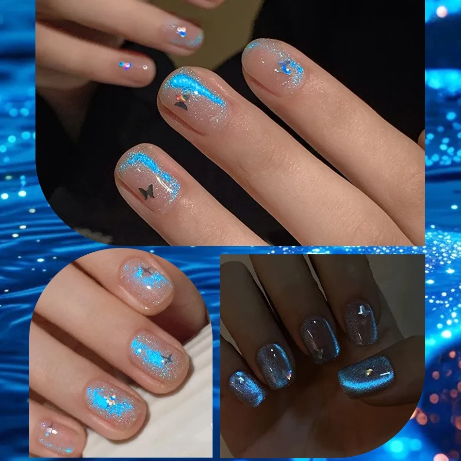 10 مللي الدموع الزرقاء عين القط المغناطيسي هلام دموع الملائكة كريستال مشرقة مثل حكاية خرافية نقع قبالة UV هلام مسمار الفن الورنيش