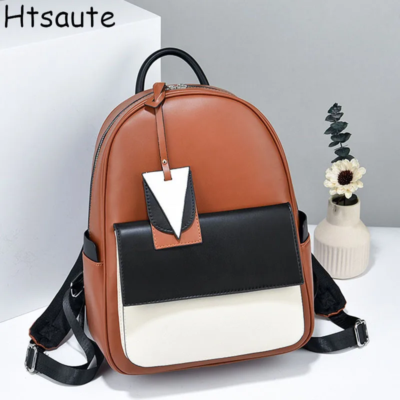 

Женский рюкзак, школьный лоскутный рюкзак из искусственной кожи, повседневная многофункциональная сумка для колледжа, сумки на плечо большой вместимости, дорожные рюкзаки-тоут