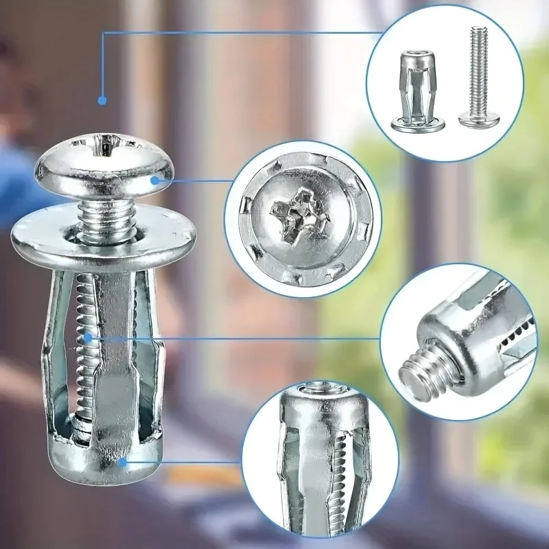 Expansion Nut Screw- Flower/Blind Rivet Nuts with Cross Slot, Hollow Sheet Metal M4/M5/M6, Fasteners for Industrial& Home Repair