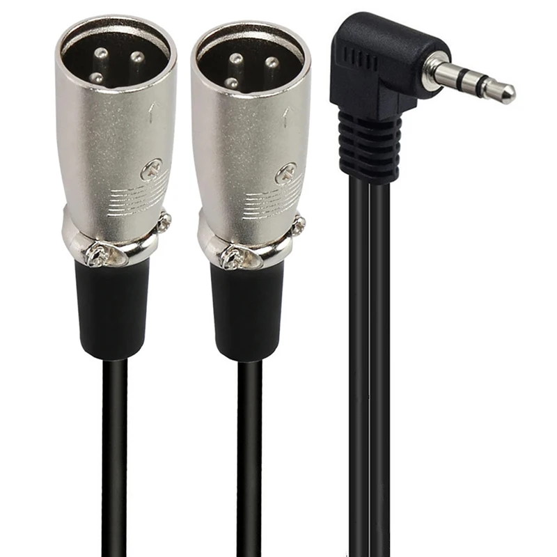 90도 직각 벤드 스테레오 TRS 3.5mm 남성 - 더블 XLR 남성 어댑터 케이블 라인 TRS 3.5mm XLR 캐논 어댑터 라인 커넥터