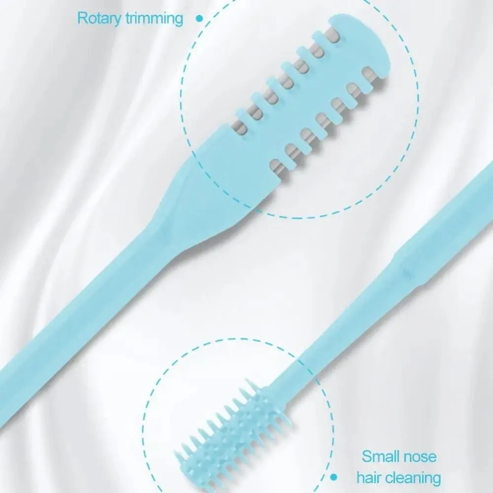 5Pcs Double Head Nose Hair Trimmer Washable 360° Rotating Hair Removal Tool Mini Stainless Steel Manual Nose Hair Cutter