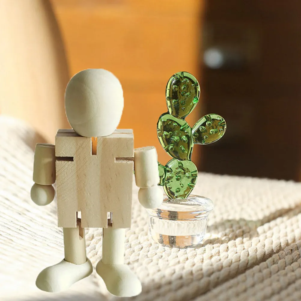 3Pcs DIY Wooden Robot Blank Unpainted Craft Kit Premium Smooth Wood Easy to Paint Decorate for Kids Family Fun Desktop Ornament