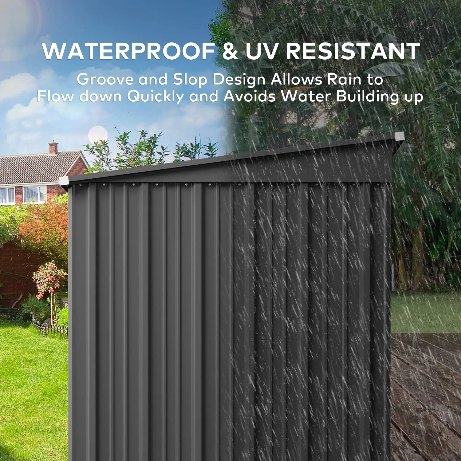 Metal Outdoor Storage Shed 6x4 FT Lockable Doors Garden Tool House, Customized - view 6
