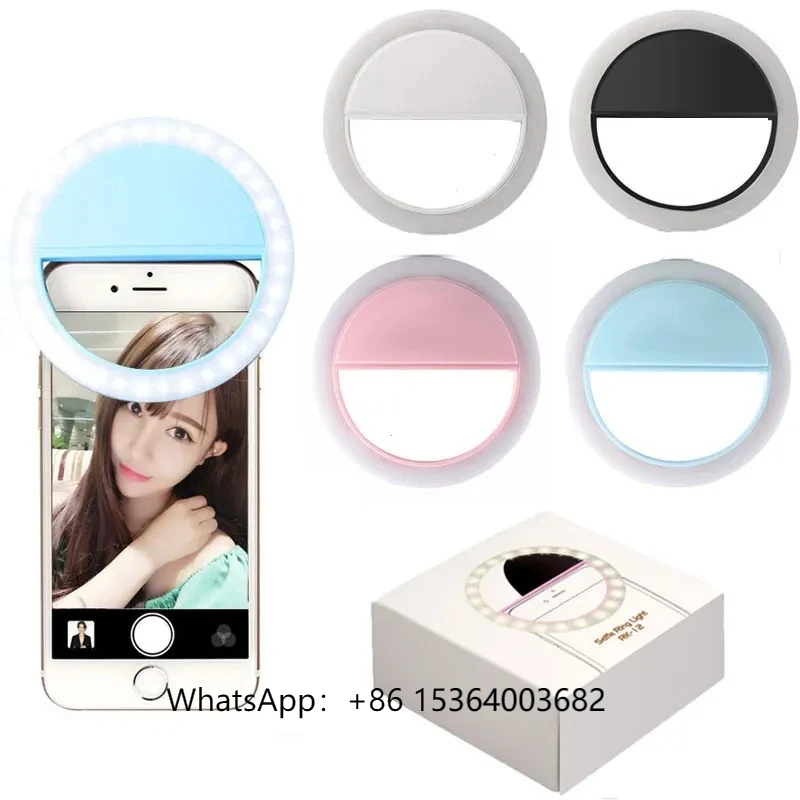 

2023 Popular Fashion LED Round Light Mini Ring Light Pour Tel Selfie Photographic Lighting Battery Rechargeable