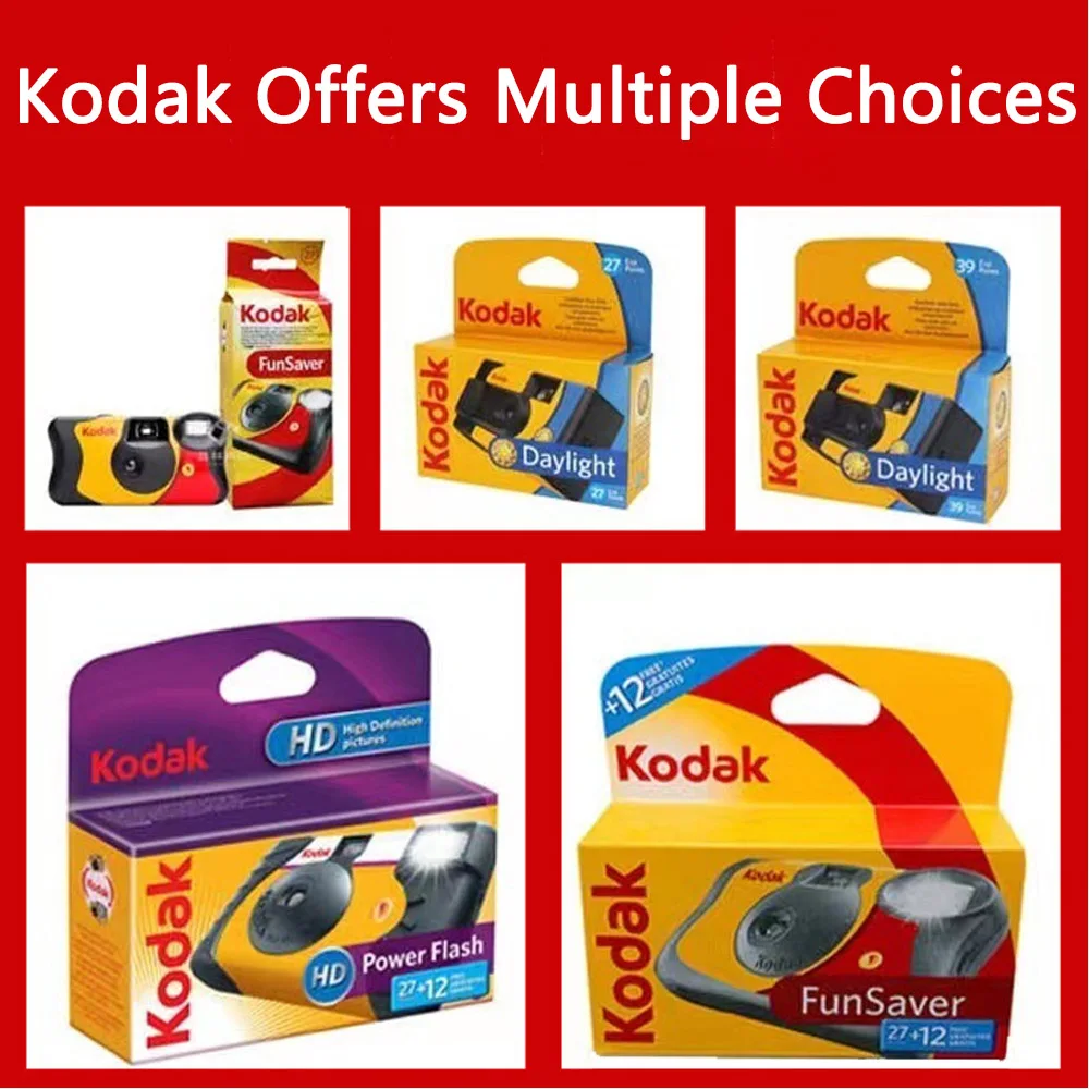 Cámara desechable Kodak FunSaver con flash, de un solo uso, con película de 27/39 cuadros, 1/3/6 unidades (Vencimiento 2027)