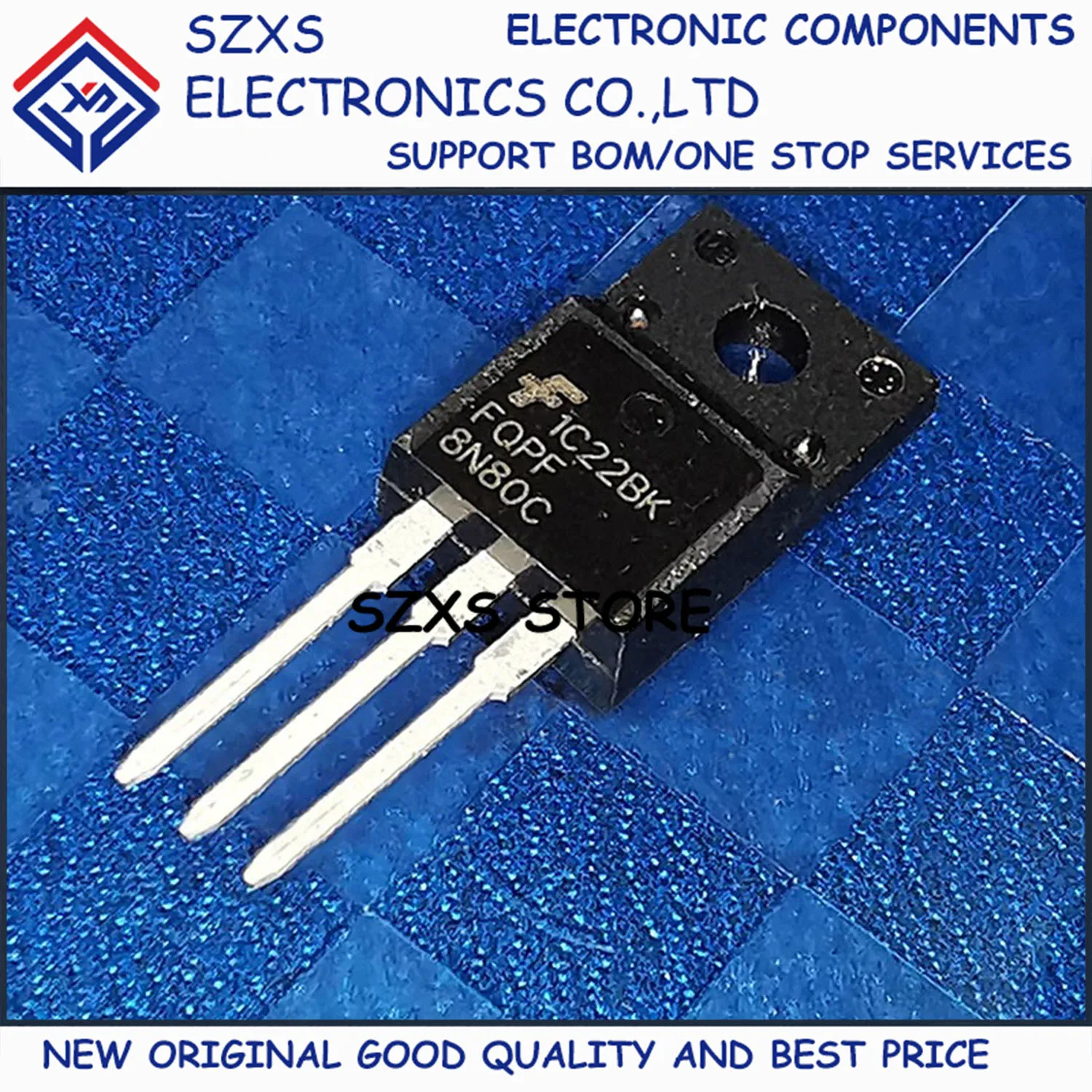 

New Original 10Pcs FQPF8N80C TO-220F 800V 8A MOSFET Field Effect Transistor In Stock Electronic Components Good Quality