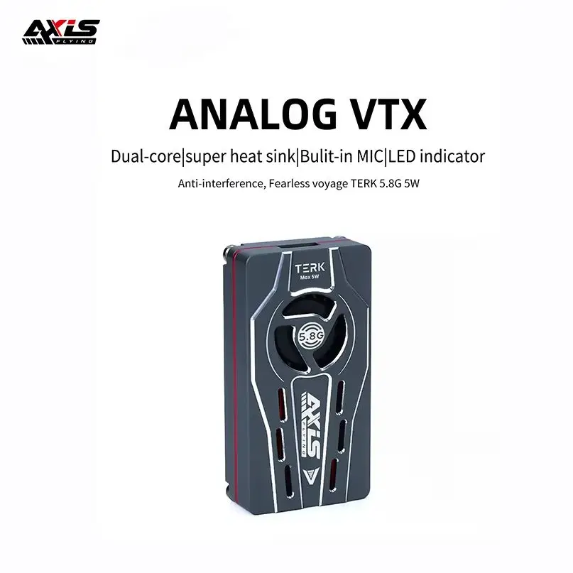 Axisflying TERK Analog VTX 5.8GHz Max 3W Power Heat Sink OSD Video Transmitter Built-in MIC for FPV Freestyle Long Range Drone