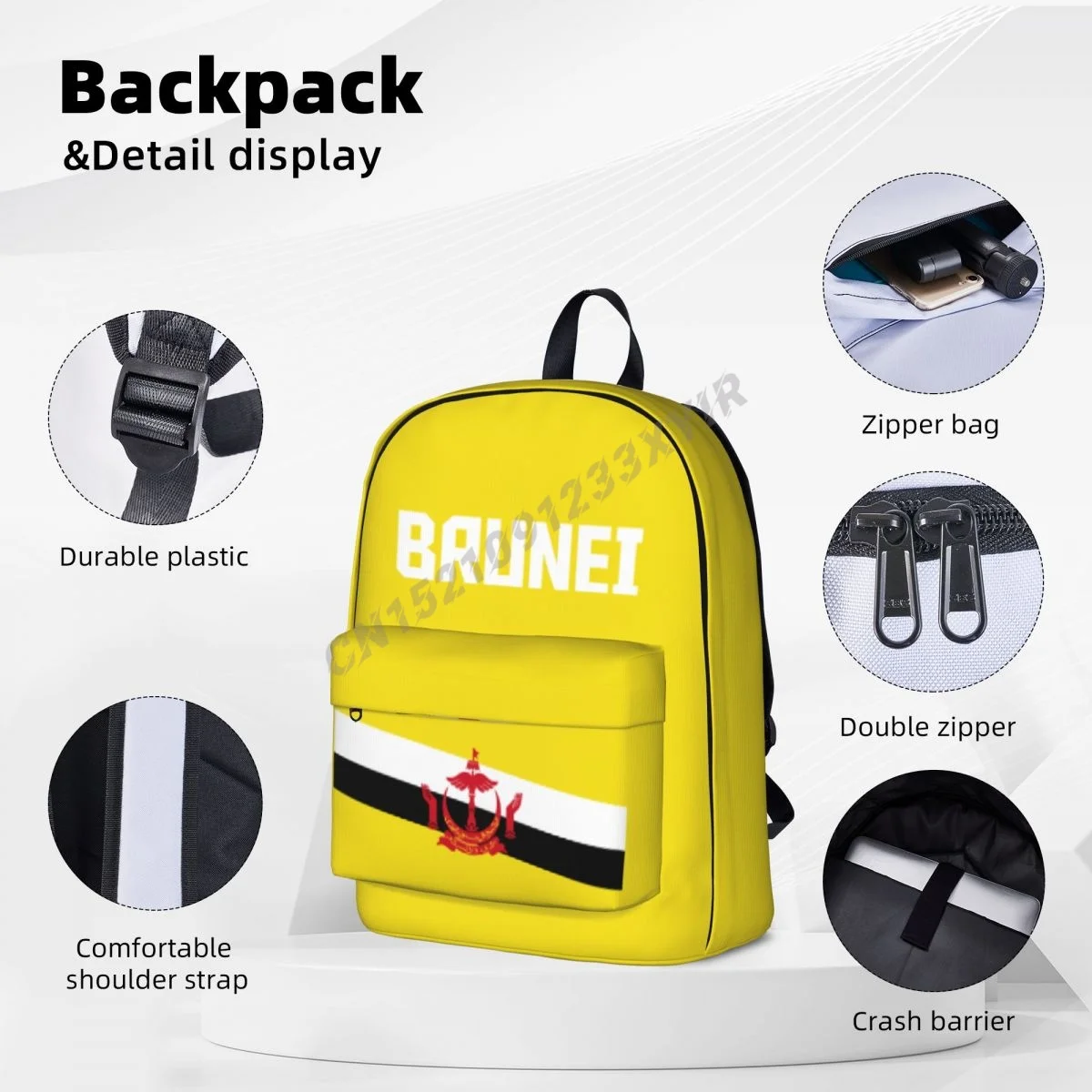 Unisex Rucksack Brunei Flagge Bruneian Stich Schul Messenger Tasche Fall Laptop Reisetasche Mochila Geschenk