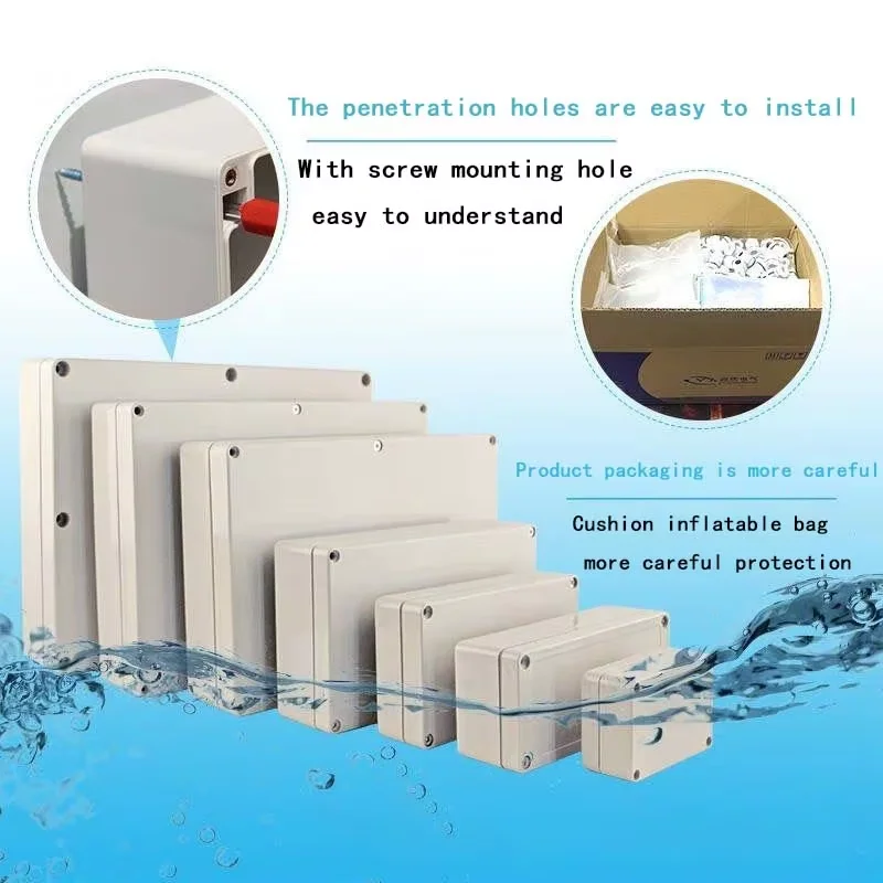 Outdoor waterproof junction box Gray cover/transparent cover IP67 rain-proof plastic ABS housing screw cable seal electronic box