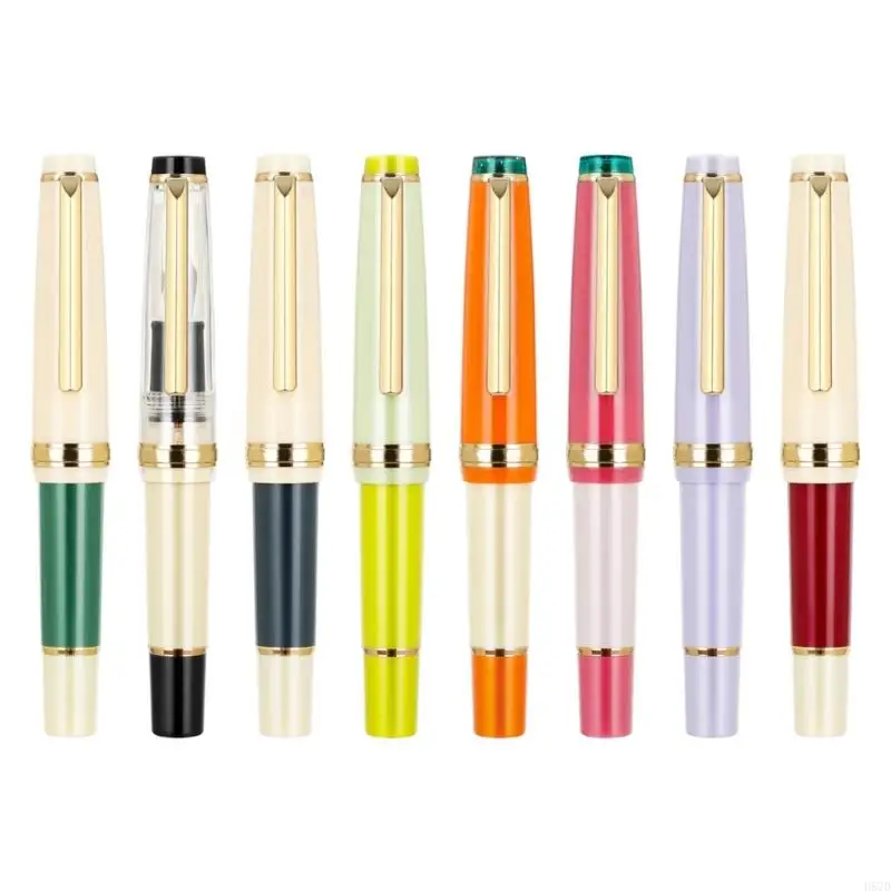 D57D Small Resin Fountain Pen for Student Women Men Short Fountain Pen for Handwriting Drawing Twist to Refill Inks Absorber