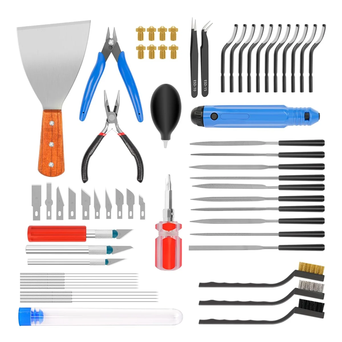 66-Pcs 3D Printed Model Refinement Tools and Accessories, 3D Printer Tools for Cleaning,Cutting, Deburring,and Finishing