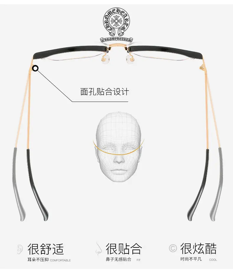 Shatar Neue Mode Metall Halbrahmen Lesebrille Männer Frauen Große Gesicht Verbreiterung Augenschutz Anti-Blau Licht Business high-End – Detail 5