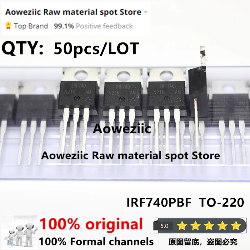 Aoweziic 2023+ 100% New Imported Original IRF840PBF IRF840 IRF740PBF IRF740  IRF640PBF IRF640 TO-220 MOS FET 500V 8A 18A  200V