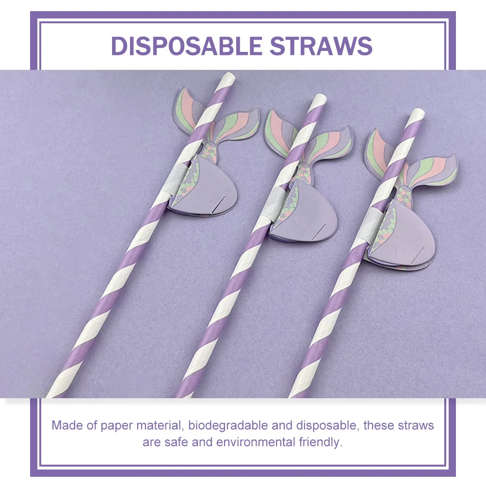 

50pcs Paper Mermaid Shape Honeycomb Drinking Disposable Cocktail Straws For Party Supplies Decoration Biodegradable Simple
