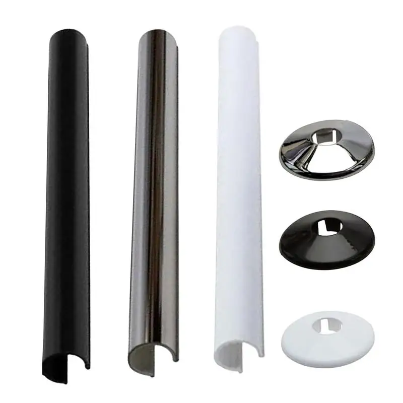 Radiator Pipe Cover Black Plastic Decorative Covers Faucet  Collars Cut Fit Bathroom Chrome Pipeline Household Accessories