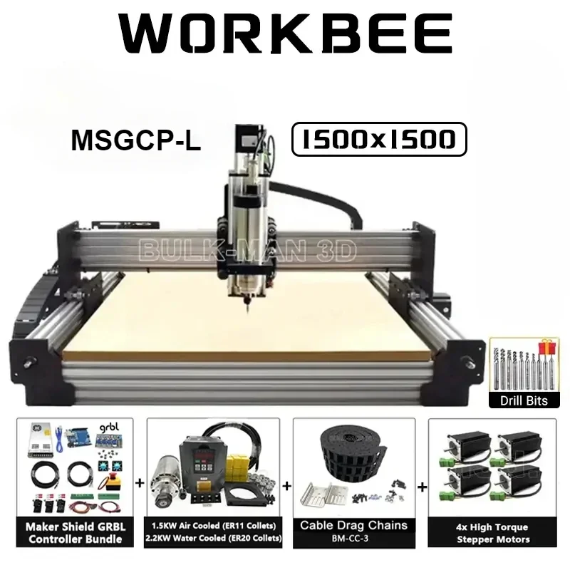 25% zniżki BulkMan 3D najnowsza czarna 1500x1500mm maszyna CNC pełny zestaw z tarczą Maker System sterowania GRBL frezarka do drewna CNC