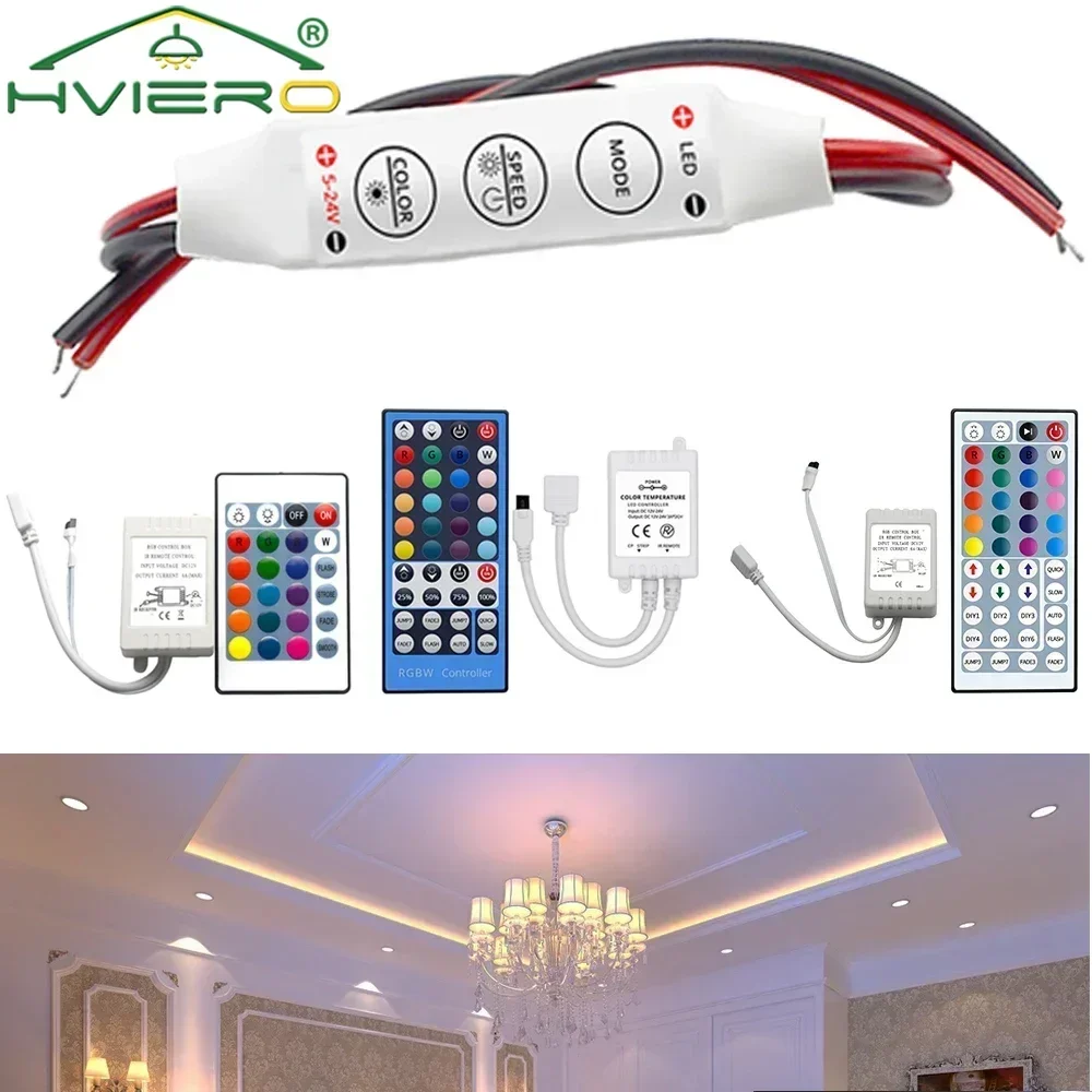 RGB LED Light Strip Controller 3/24/40/44Key IR Control Remotes Dimmer Input SMD 3528 5050 2835 Garden Holiday Decoration Lights