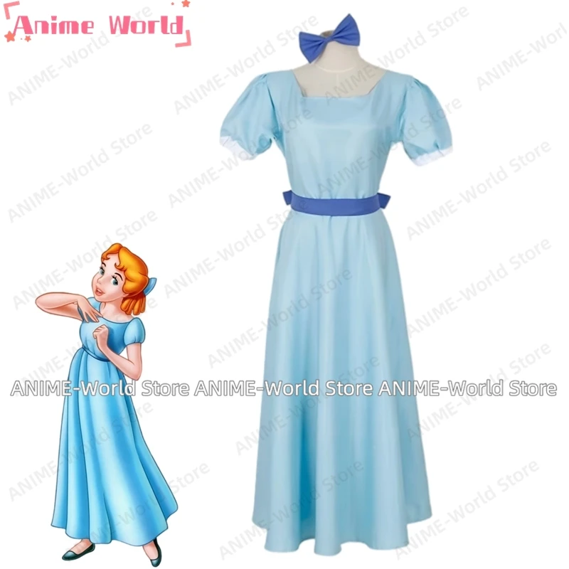 

《Custom Size》Anime Wendy Darling Dress Cosplay Costume Wig Halloween Carnival Party Christmas