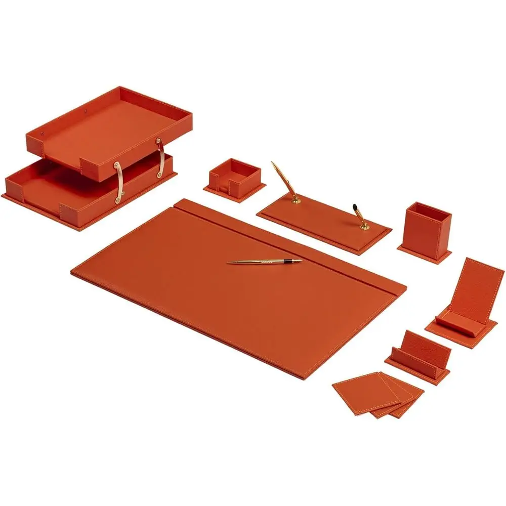 

Bonded Set Luxury Leather Desk Pad & Desk Organization entials Desk Organizer Leather Desk Organizer