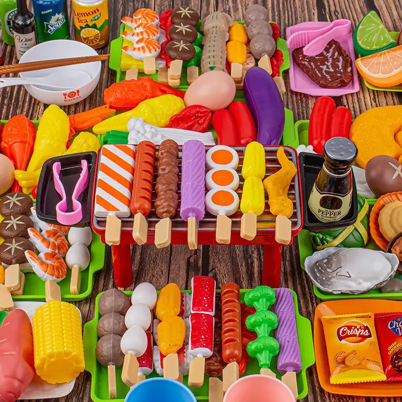 Kit de barbecue pour enfants, mini ustensiles de cuisine de simulation de nourriture, cadeau de Noël parfait pour les enfants