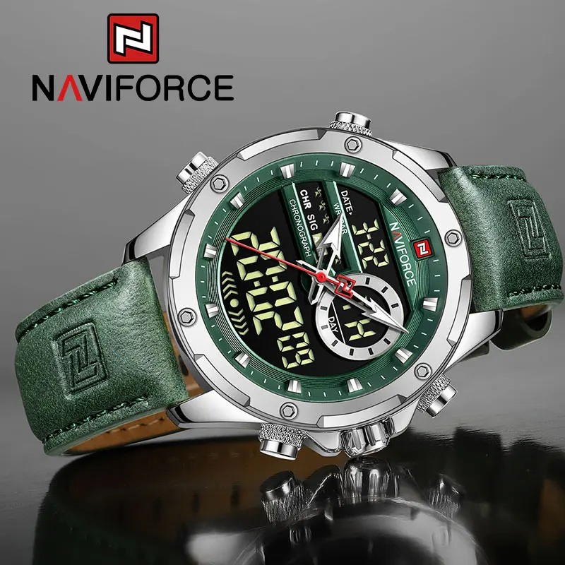 NAVIFORCE Luxury Quartz Watches for Men Military Sports Chronograph LED Digital Watch Waterproof Quartz WristWatch Clock