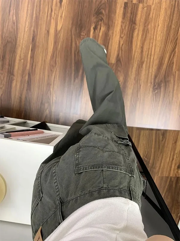 Loose Wide Leg Workwear Jeans Women's High Waist Slimming Drapey Versatile Floor-Length Pants Military een Casual Sle