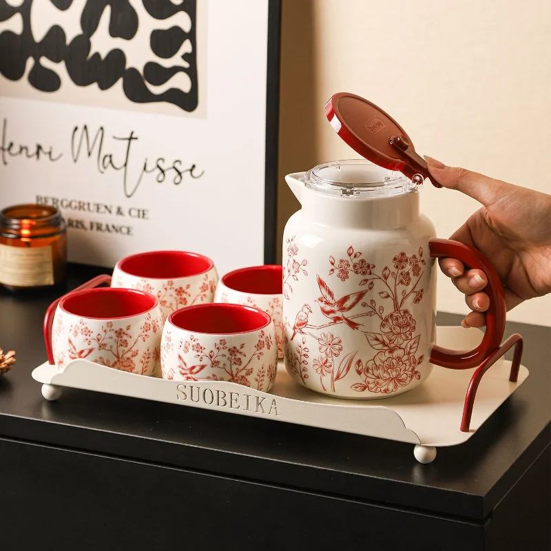 Floral Ceramic Teapot Cup Set Gift Box Drinkware Home Office Tea