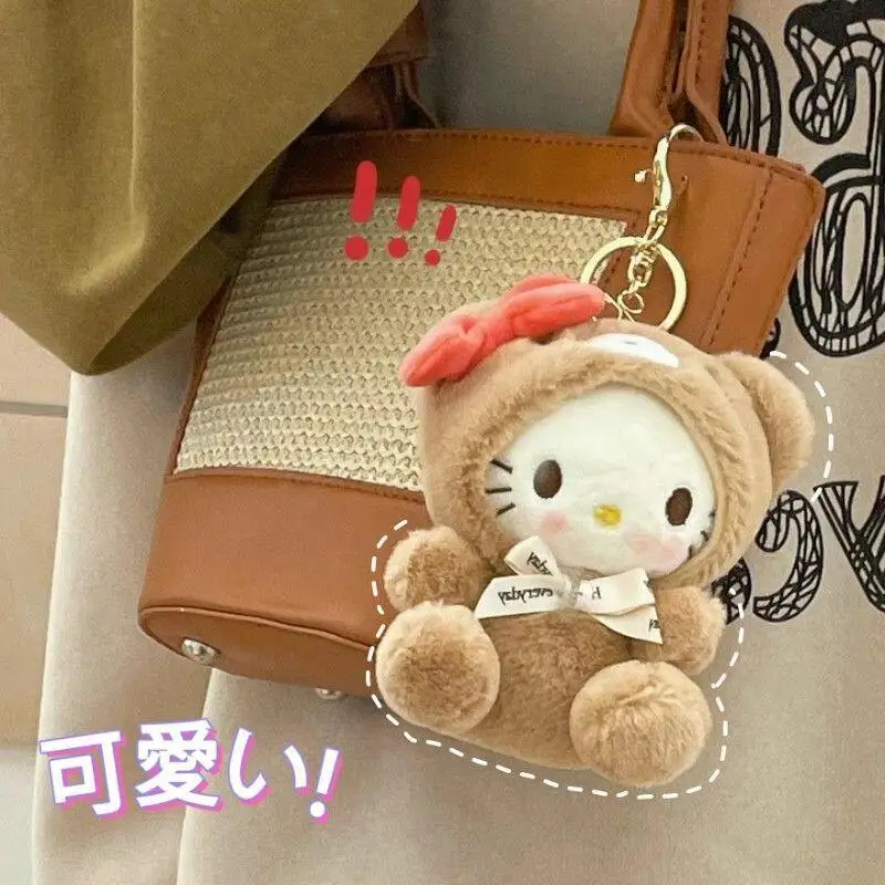 

Милый брелок-подвеска Hello Kitty и Cinnamoroll: плюшевая кукла, модный аксессуар для сумки и рюкзака, прекрасный подарок на день рождения для девочек и детей