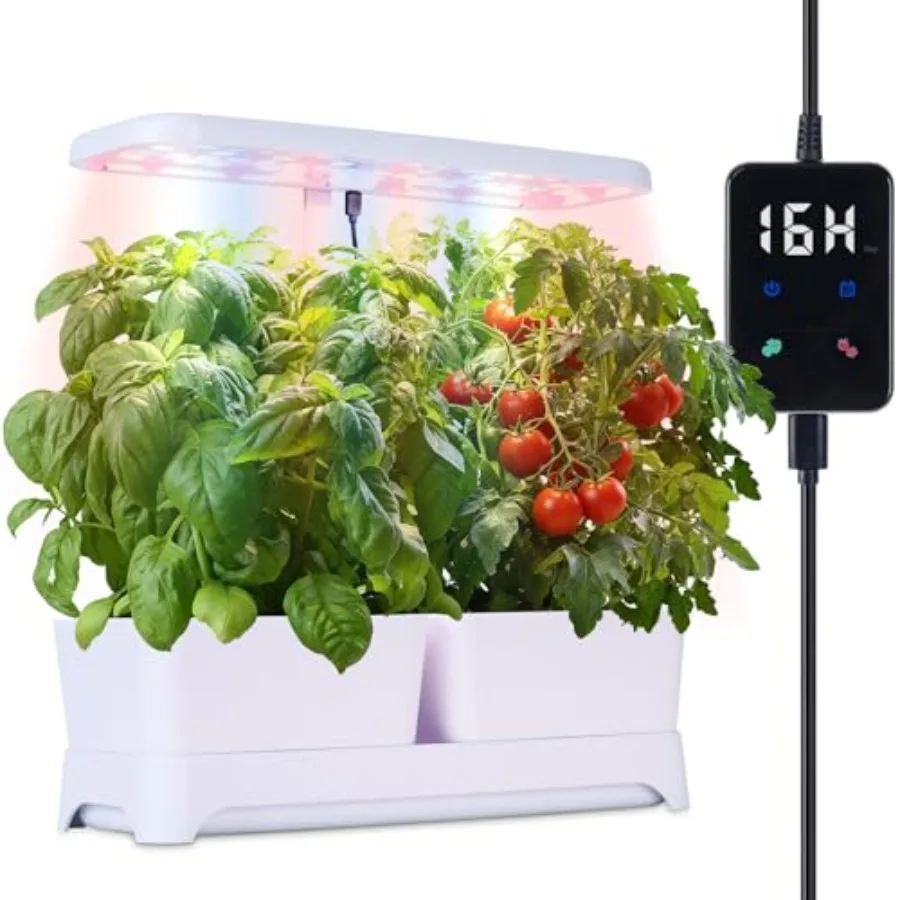 

Комплект для выращивания растений в помещении: светодиодный светильник для растений, горшки для выращивания, полный спектр LED-подсветки, регулировка высоты, для кухонного сада и выращивания трав.