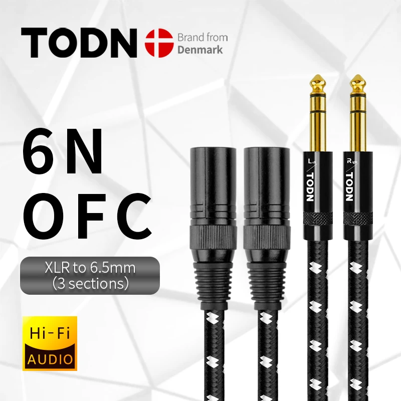 

TODN HIFI 1 пара стереокабелей XLR «папа» на разъем aux 6,5 мм «папа» Подходит для усилителей, микрофонов