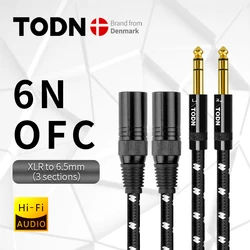 TODN HIFI 1 para stereofoniczny kabel XLR męski do gniazda aux 6,5 mm męski Odpowiedni do wzmacniaczy, mikrofonów