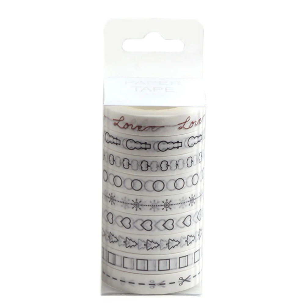 

9 Pcs Tape Set Decorative Stickers Neutral White Scrapbook Stationery Eco Friendly Washi Masking Tape Set No Residue