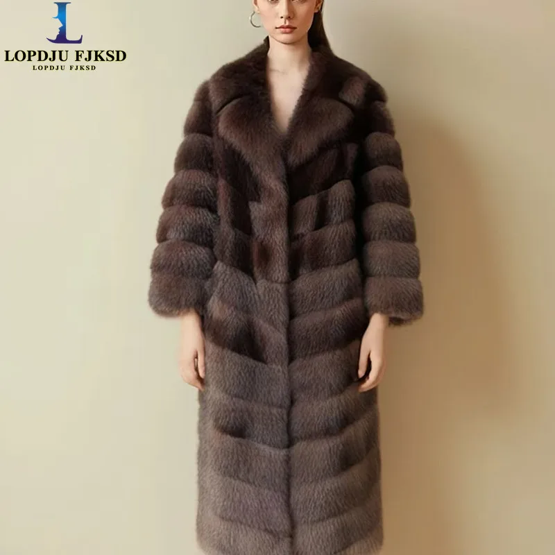 Faux Mink Fur Coats for Women,Turn-down Collar Jackets,Long Overcoat,Female Clothes,Korean,Thicken Warm,Luxury,New ,Winter,2026