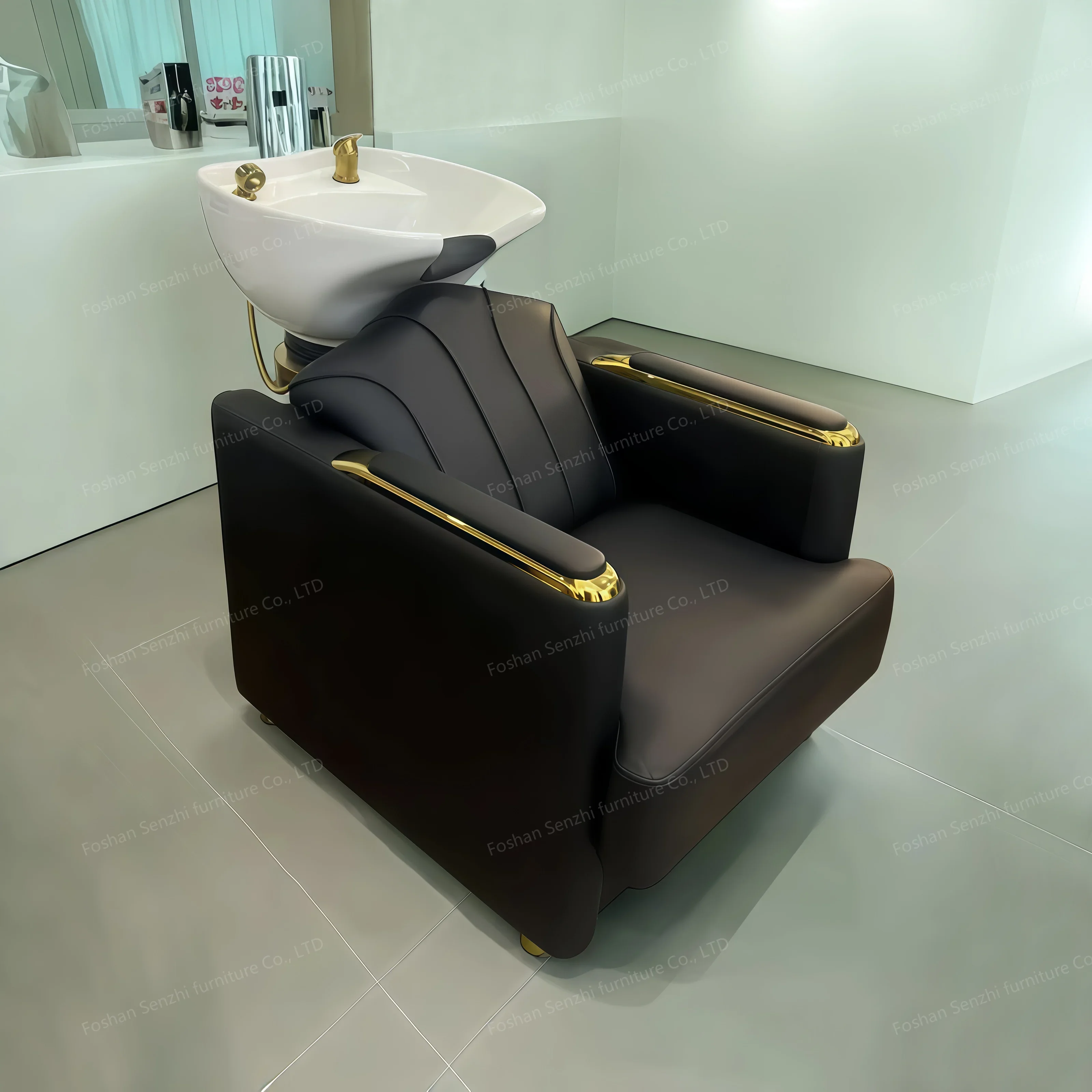 

Luxury Black Leather Shampoo Chair Electric Shampoo Bed Thai Head Spa Lay Down Washing Hair Chair Salon Furniture