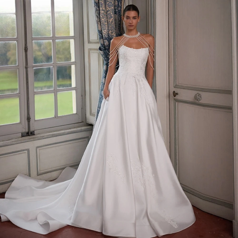 Wedding Dresses for Women Lace Appliques Civil Wedding Dress Vestidos De Novia Customised