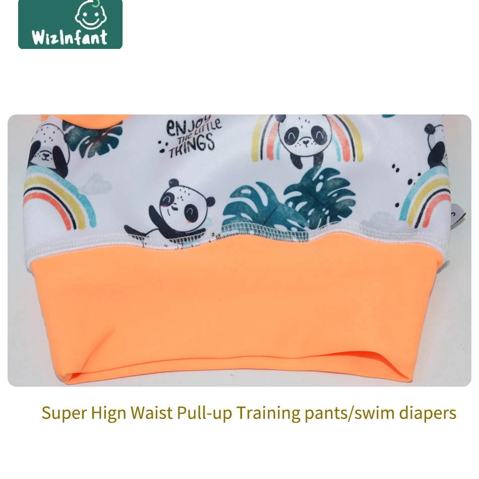 WizInfant-pantalones de entrenamiento de natación impermeables de cintura superalta para bebé, pañales de tela de natación ecológicos lavables y