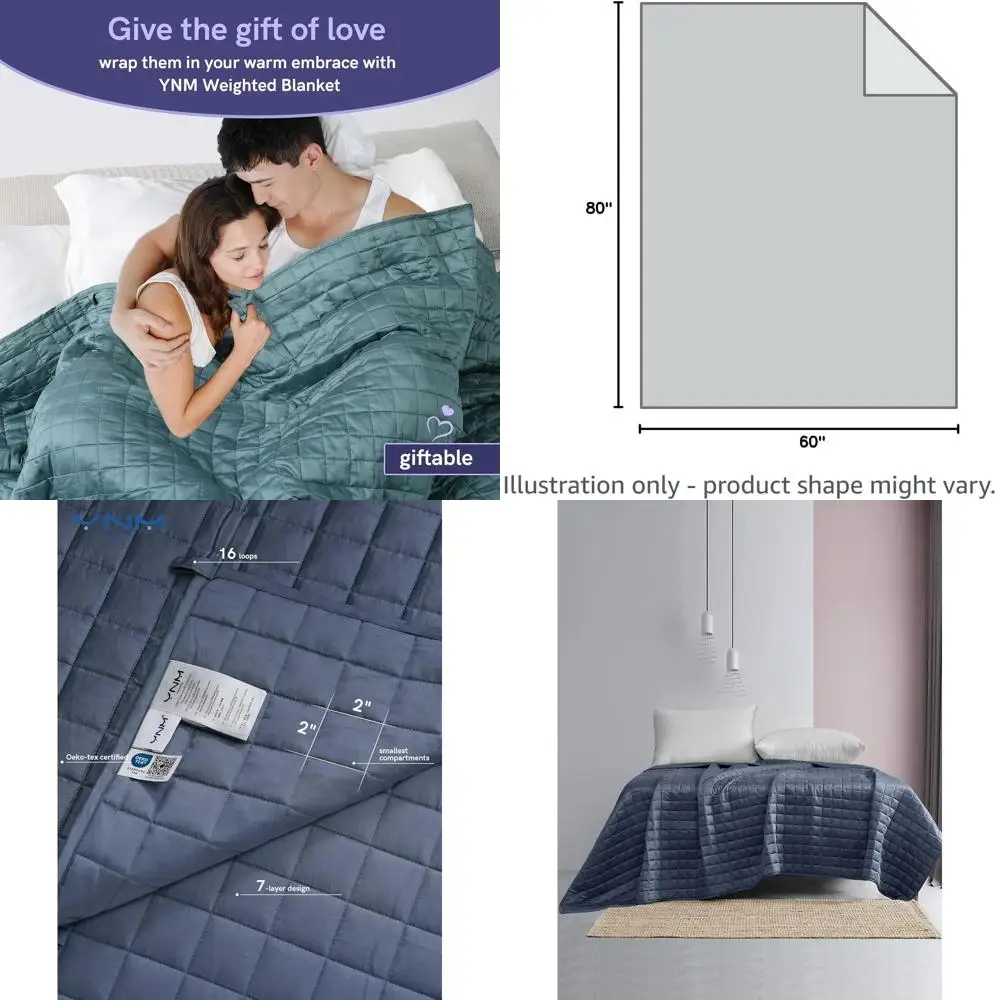 

Утяжеленное одеяло на 160 фунтов, 60x80, 17 фунтов, сине-серый, идеально подходит для кровати Queen/King