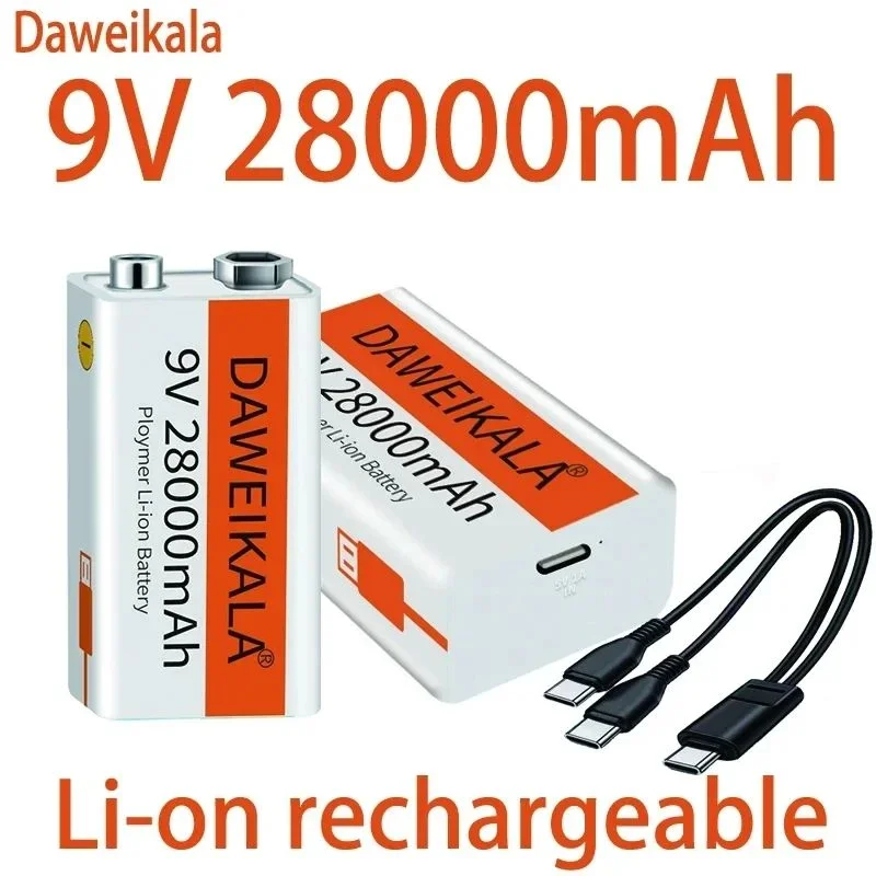 1-10PCS Daweikala 9V 1100mAh Battery 6F22 Type-C USB-9V Li-ion Battery for Multimeter Microphone Toy Remote Control KTV