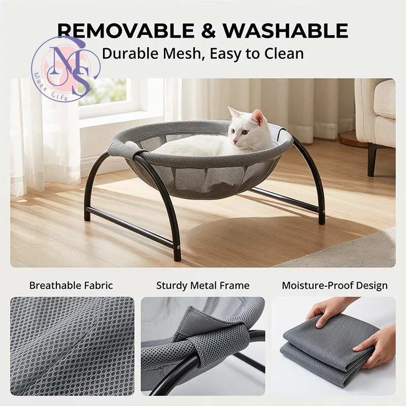 Pet hammock cat pet bed removable and washable cat nest arched shelf summer hammock mesh special
