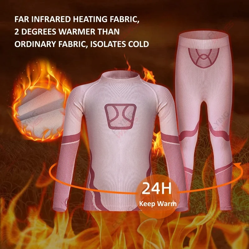 New Children Winter Outdoor Sports Thermal Underwear Set Girls Boys Sweat Wicking Quick-Dry Training Cycling Skiing Base Layer
