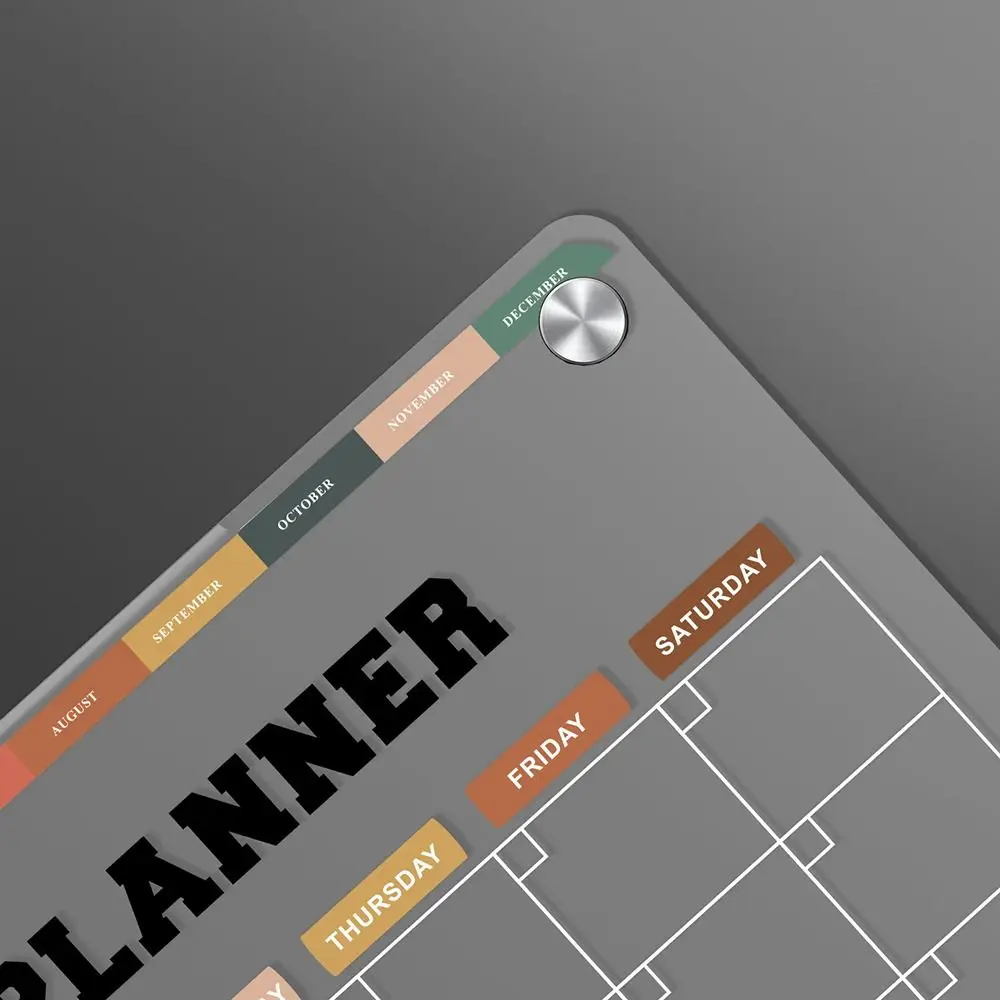 Calendário acrílico magnético reutilizável, acessórios duráveis, fácil apagamento, planejador semanal, Universal