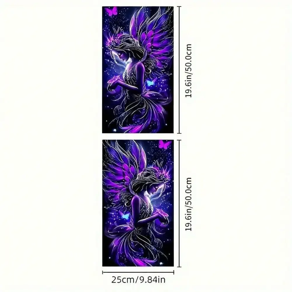 

2pcs High-Quality Vinyl Car Stickers - Vibrant Purple Fairy & Space Cartoon Designs, Self-Adhesive Rear Side Tattoo Graphics For B Pillar Protection Film, Durable, Waterproof, Easy To Apply, And Removable Car Decals