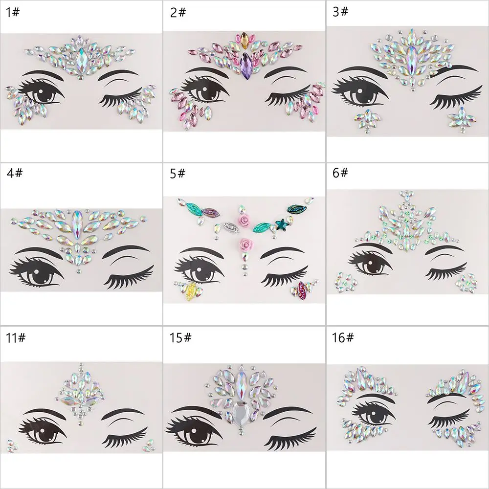 Party Make-up temporäre Tattoo Glitter Strass Körpers chmuck Auge Edelsteine Aufkleber selbst klebende Gesicht Schmuck Lidschatten Juwelen