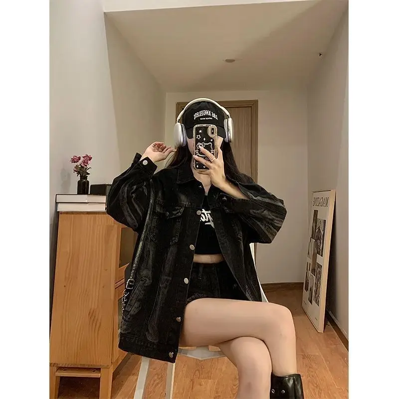 

Woman Jackets Elegant Women'S Autumn Winter Clothing Varsity College Style Front Pocket Button Pure Simple Basic Ladies Long