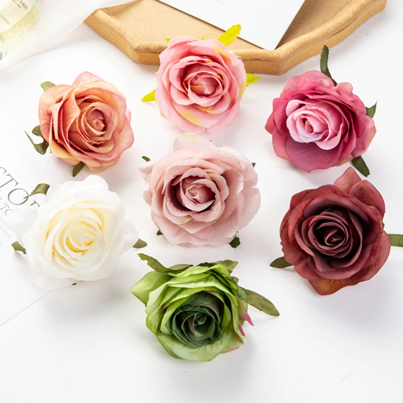 Artificial Flowers Roses Wedding Bouquets Home Decoration Garland Headdress Bridal Diy Gifts Box Christmas Garlands High Quality