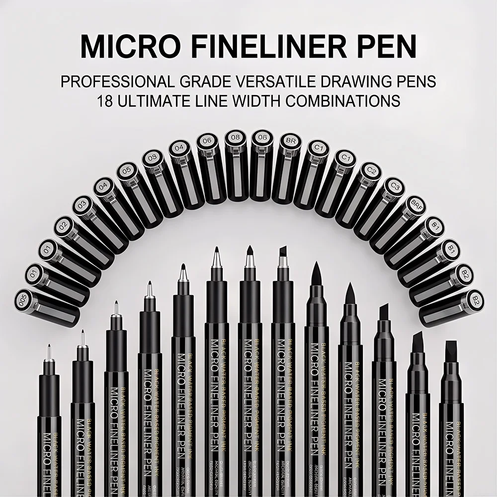 

4/6/12/18/21Pcs Micro liner Pen Set Professional Paint Comic Illustrations Sketch Waterproof Quick-Drying Outliner Pen Draw Tool