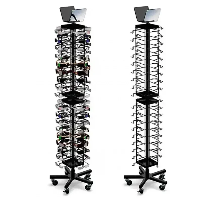 custom.Customized Metal Black 360 Degree Rotating Sunglasses Display Stand Eyewear Display Turning Commercial Eyeglass