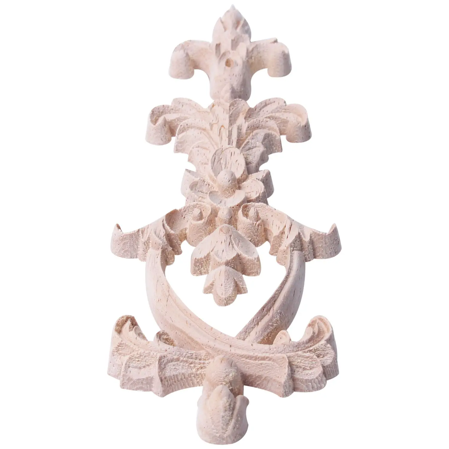 Autocollant d'Angle Sculpté en Bois, Applique de Cadre Non Peint, Décoration de Maison, 25x6cm, 1x